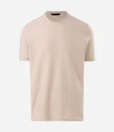 Remera de manga corta Marfinno para hombre, de color blanco y con cuello redondo. Confeccionada en tejido texturizado de mezcla de algodón y poliéster.