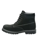 Bota de cuero negra Hush Puppies modelo Negam, con ajuste de cordones, suela de goma y membrana interior resistente al agua.