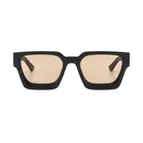 Lentes de sol unisex con montura cuadrada de plástico reciclado color verde oscuro y cristales verdes. Incluye estuche.