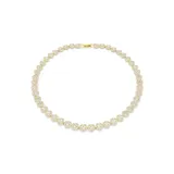 Collar tipo gargantilla Swarovski de baño tono oro, con una fila completa de cristales redondos rodeados por un halo de pavé transparente.