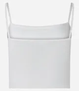 Top cropped de tirantes finos, escote cuadrado y corte ajustado, color rojo oscuro.