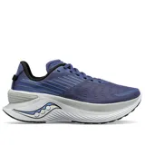 Championes de running Saucony Endorphin Shift 3, color violeta con detalles en blanco y negro.