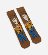 Medias de caña alta color marrón con estampado del personaje Woody de Toy Story.