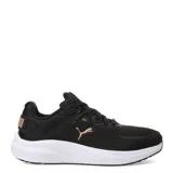 Championes de running Puma Skyrocket Lite 2 Alt para mujer, en color beige con entresuela blanca y detalles en marrón y dorado. Confeccionados en material textil transpirable, incorporan amortiguación PUMALITE, plantilla SOFTFOAM+ y sistema de ajuste FIT PLUS.
