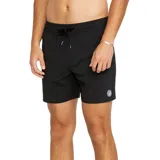Short de baño Volcom Lido Solid Trunk color negro, con cintura elástica con cordón ajustable y diseño liso.