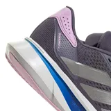 Championes de running Adidas Duramo SL 2, con diseño deportivo en tonos gris, azul y detalles en rosado. Presentan parte superior de malla transpirable, mediasuela con tecnología LIGHTMOTION para amortiguación y suela de alta tracción.
