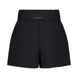 Short deportivo negro ligero para mujer, con cintura alta elástica y forro interior tipo short de ciclista.