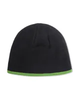 Gorro reversible de punto TwoJeys en color negro con diseño de estrellas verdes y bordes en tono verde.