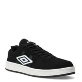 Championes urbanos Umbro modelo Block, color negro con detalles en blanco. Presentan el logo de la marca en el lateral y suela de goma blanca.