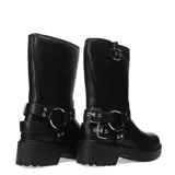 Botas negras de caña media con hebillas decorativas y suela track.