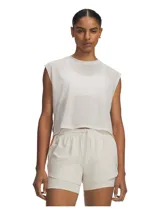 Musculosa deportiva Under Armour modelo UA HB Run Aeris SL, color blanco, de corte holgado y sin mangas.
