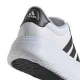 Championes Adidas modelo Grand Court Platform, de diseño inspirado en el tenis de los años 70. Presenta una parte superior de cuero sintético blanco con las icónicas tres rayas laterales en negro y detalle en el talón. Cuenta con una suela de plataforma gruesa con textura ondulada en la base.