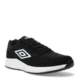 Championes urbanos Umbro modelo Volcan II, color negro con suela blanca. Presentan el logo de la marca en el lateral y en la lengüeta, con cierre de cordones y diseño deportivo.