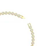Collar tipo gargantilla Swarovski de baño tono oro, con una fila completa de cristales redondos rodeados por un halo de pavé transparente.
