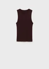 Top sin mangas de tejido de punto fino, con cuello redondo y diseño entallado.
