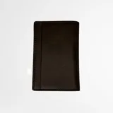 Billetera de cuero marrón oscuro con protección RFID.