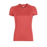 Remera deportiva Joma color coral con cuello en V y mangas cortas.