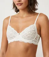 Soutien de encaje floral color verde agua, sin relleno y con aro.