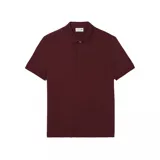 Chomba Lacoste Polo Paris lisa color borgoña, de piqué de algodón orgánico, corte entallado y cuello polo con dos botones.