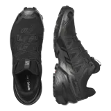 Championes de trail running Salomon Speedcross 6, color negro, con diseño ligero, parte superior renovada y suela con gran adherencia y evacuación rápida de barro.