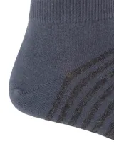Media tipo soquete Hush Puppies de algodón, con diseño de rayas horizontales en tonos gris, azul y negro.