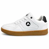 Zapatillas Airwalk modelo Brook de color blanco con suela de goma marrón y detalles en negro. Cuentan con cordones blancos, perforaciones en la puntera y el logo de la marca en el lateral y la lengüeta.
