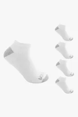 Pack de cinco pares de medias blancas afelpadas sin caña, con talón y puntera en gris.