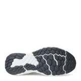 Championes de running New Balance modelo Evoz con tecnología Fresh Foam en la entresuela. Presentan un diseño en color gris oscuro con detalles en verde neón y turquesa, con el logo característico en los laterales.