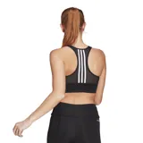 Top deportivo Adidas negro con espalda de malla y logo blanco en el frente. Confeccionado con tejido Aeroready que absorbe la humedad.