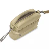 Bolso bandolera Nike Futura Luxe color beige, con correa ajustable y logo de Nike en el frente.