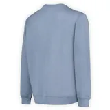 Buzo celeste de algodón con cuello redondo y logo de la marca en la manga.