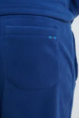 Pantalón de jogging azul marino de micropolar, con cintura elástica y puños ajustados.