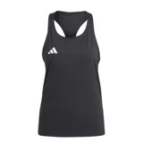 Musculosa deportiva Adidas modelo Adizero Essentials, color negro, con diseño de espalda de nadador y logo de la marca estampado en blanco en el pecho. Confeccionada con tecnología Aeroready para mayor transpirabilidad.