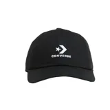 Gorro de béisbol blanco con logo Converse bordado en negro en el frente.