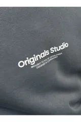 Buzo gris de manga larga y cuello redondo, marca Jack & Jones Originals.