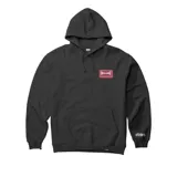 Canguro negro con capucha y bolsillo frontal. Estampado en el pecho con el logo de Independent en un recuadro rojo.