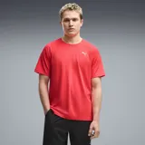Remera deportiva Puma M PWRTRAIN Mix de color rojo neón, con mangas cortas y cuello redondo. Presenta el logo de la marca estampado en blanco en el lado izquierdo del pecho.