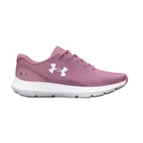 Championes de running Under Armour modelo Surge 3, color rosado con suela blanca y logo de la marca en blanco en el lateral.