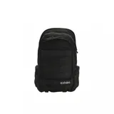 Mochila Etnies modelo Marana, color negro, con múltiples compartimentos con cierre, correas frontales tipo MOLLE y logo de la marca bordado en la parte inferior.