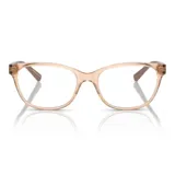 Armazones para lentes de acetato color beige con forma de ojo de gato.