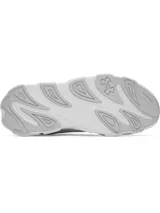 Championes de running Under Armour Halo Runner, color blanco total. Presentan una parte superior de malla transpirable con ajuste dinámico y una entresuela de espuma reactiva UA HOVR+ con diseño estructurado para mayor estabilidad y retorno de energía.