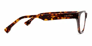 Lentes blueblocker con armazón cuadrado de bio acetato con estampado carey y micas transparentes.