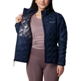 Campera puffer Columbia modelo Delta Ridge II Jkt, color azul marino, con cuello alto, cierre frontal completo y bolsillos laterales con cierre. Cuenta con tecnología Omni-Heat y construcción térmica sin costuras.