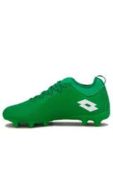 Championes de fútbol Lotto Verona-MD-M para césped natural, de color verde con el logo de la marca en blanco en el lateral y cordones al tono.