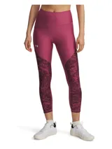 Calza deportiva de tiro alto con paneles estampados en los laterales. Confeccionada en tejido elástico y transpirable que absorbe el sudor, cuenta con cintura antideslizante y bolsillo lateral.
