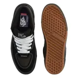 Championes de skate Vans modelo Half Cab, caña media, color negro con costuras blancas de contraste. Presentan la etiqueta "Half Cab" en el lateral y suela de goma negra con banda de rodadura de color goma natural (gum).