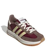 Championes Adidas Run 70S 2.0 de estilo retro, en color bordó con detalles en marrón claro, tres tiras laterales en tono beige y cordones blancos. Cuenta con mediasuela Cloudfoam blanca y suela de goma.