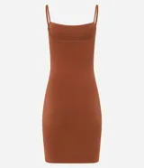 Vestido corto de la marca Blue Steel, color gris, de corte ajustado al cuerpo, con escote recto y breteles finos.