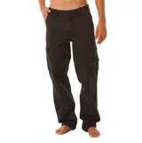 Pantalon cargo Rip Curl de corte recto y estilo utilitario, color negro, con bolsillos laterales con solapa y cierre de botón.