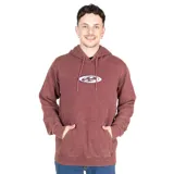 Canguro bordó con capucha y cordones ajustables, bolsillo tipo canguro y logo estampado en el pecho. Confeccionado en 60% algodón y 40% poliéster.